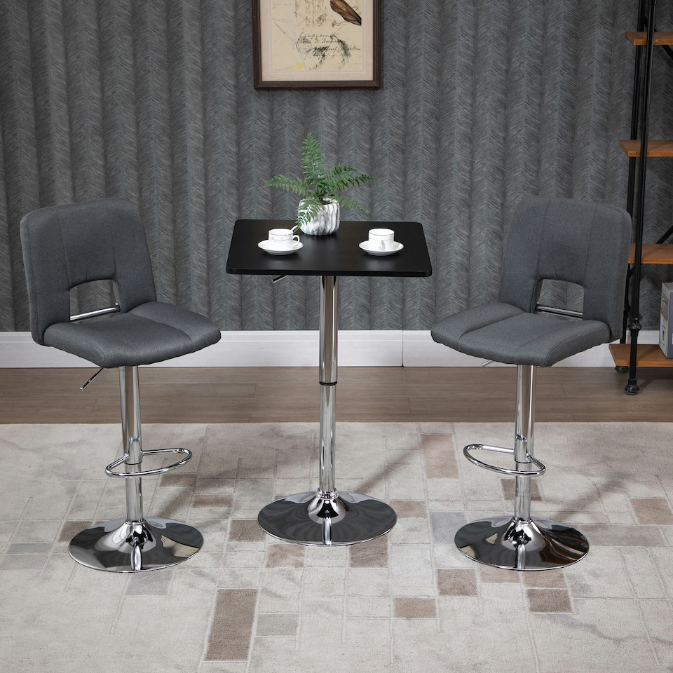 image 1 of HOMCOM Adjustable Height Bar Table with Metal Frame and Square Tabletop