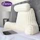 image 10 of Aamira Reading Pillow Cream Faux Fur Ribbed Memory Foam Support Cushion | Cream | Cream | Standard | 1