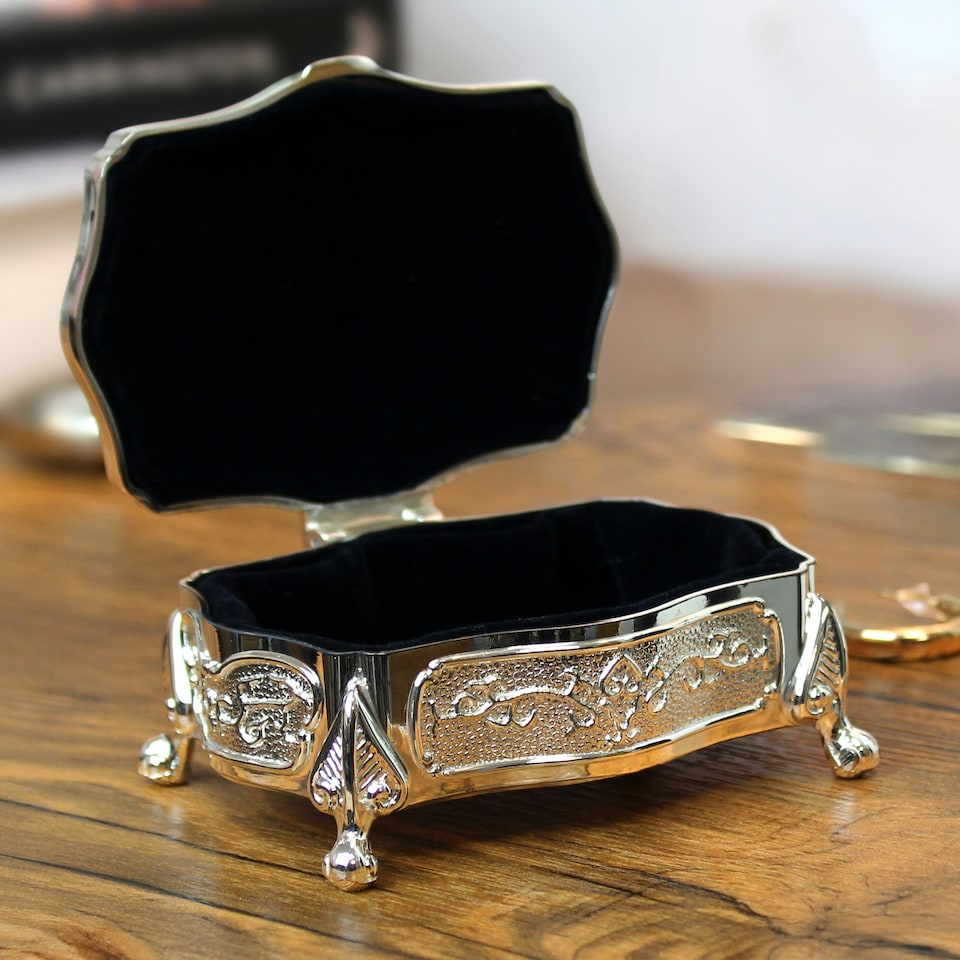 image 1 of Personalised Small Silver Plated Jewellery Box