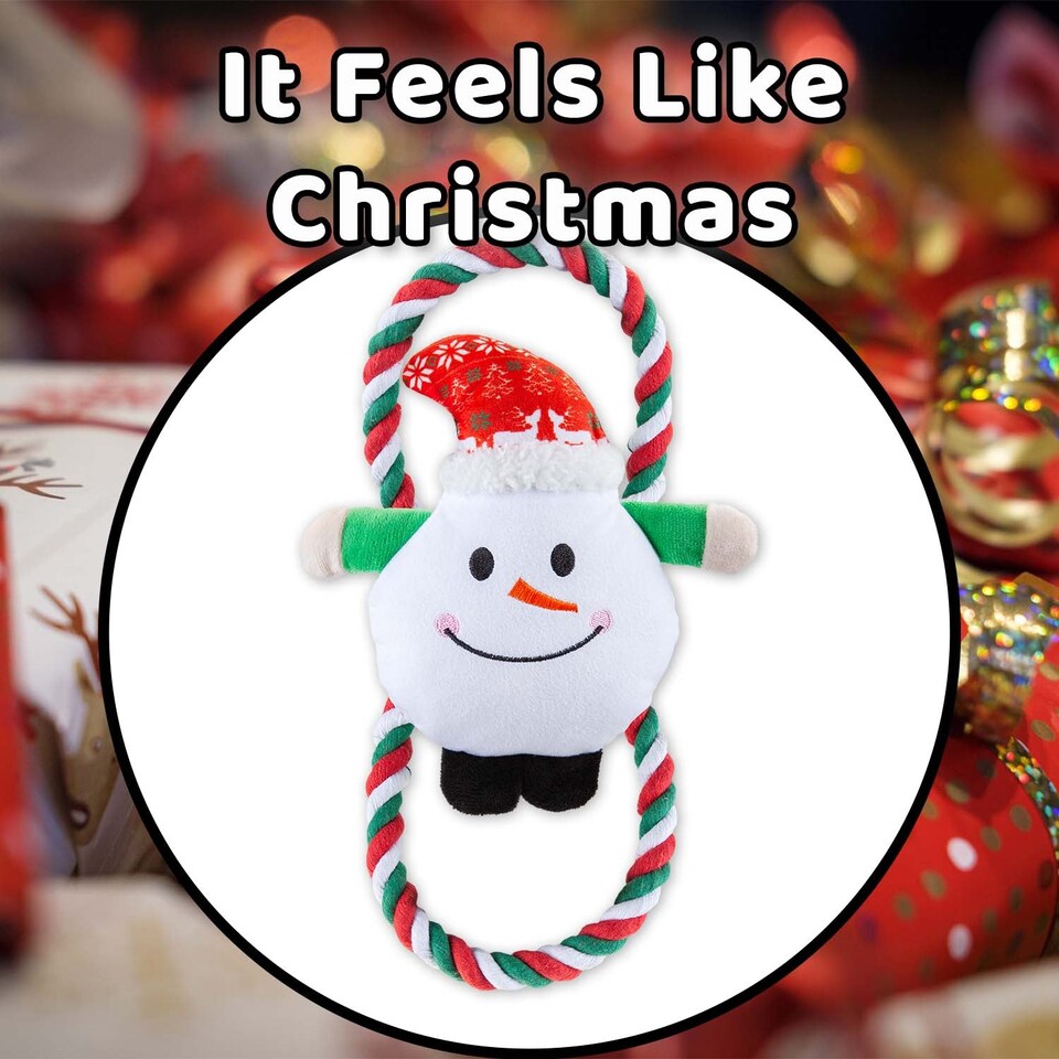image 1 of PMS Christmas Snowman Pet Toy 46.5cm x 20cm White - Festive Holiday Gift