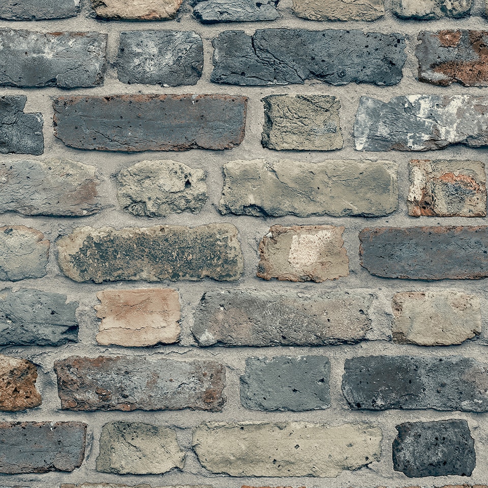 image 1 of Grandeco Industrial Rustic Charcoal Concrete Brick Textured Wallpaper | Grey | Charcoal | 5.32