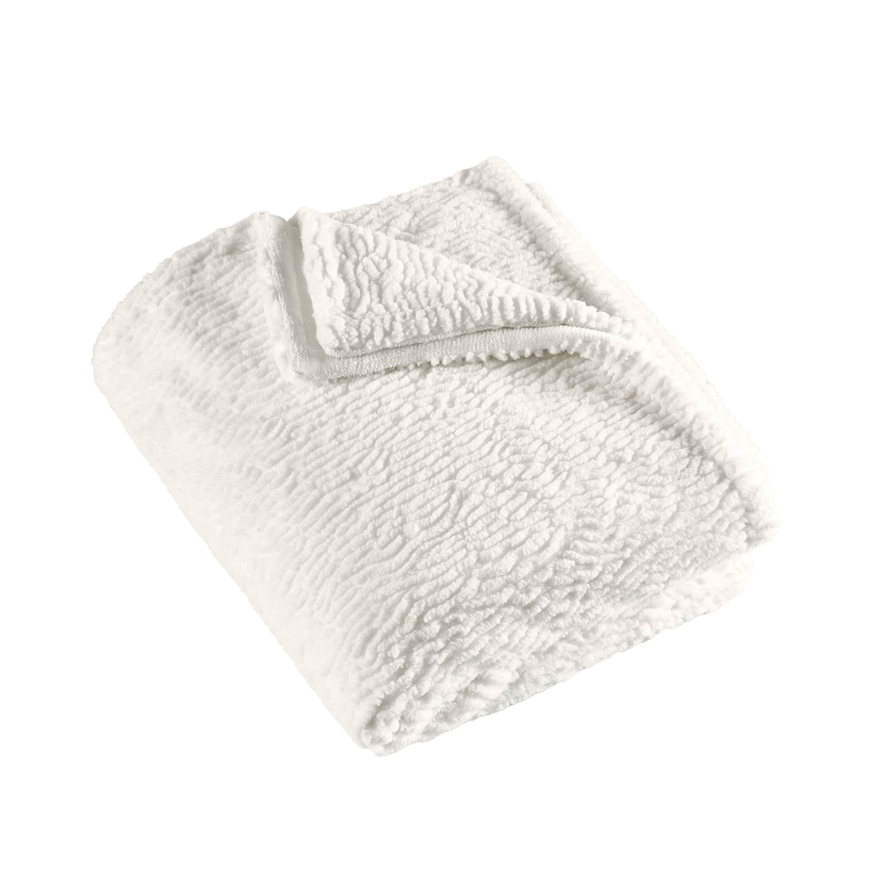 image 1 of Catherine Lansfield Textured Wave Faux Fur Blanket Throw