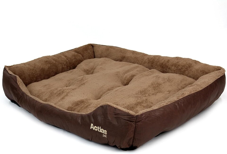 image 1 of Actiaspet Deluxe Faux Leather Dog Bed with Anti-Slip Bottom (XX-Large)