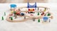 image 2 of Hooga Kids Activity Table Including 80 Piece Wooden Train Playset | Brown