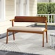 image 9 of COSTWAY 2-Seat Rubber Wood Bench Dining Bench Brown