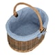 image 5 of Large Lined Country Oval Wicker Shopping Basket Blue | Blue | L