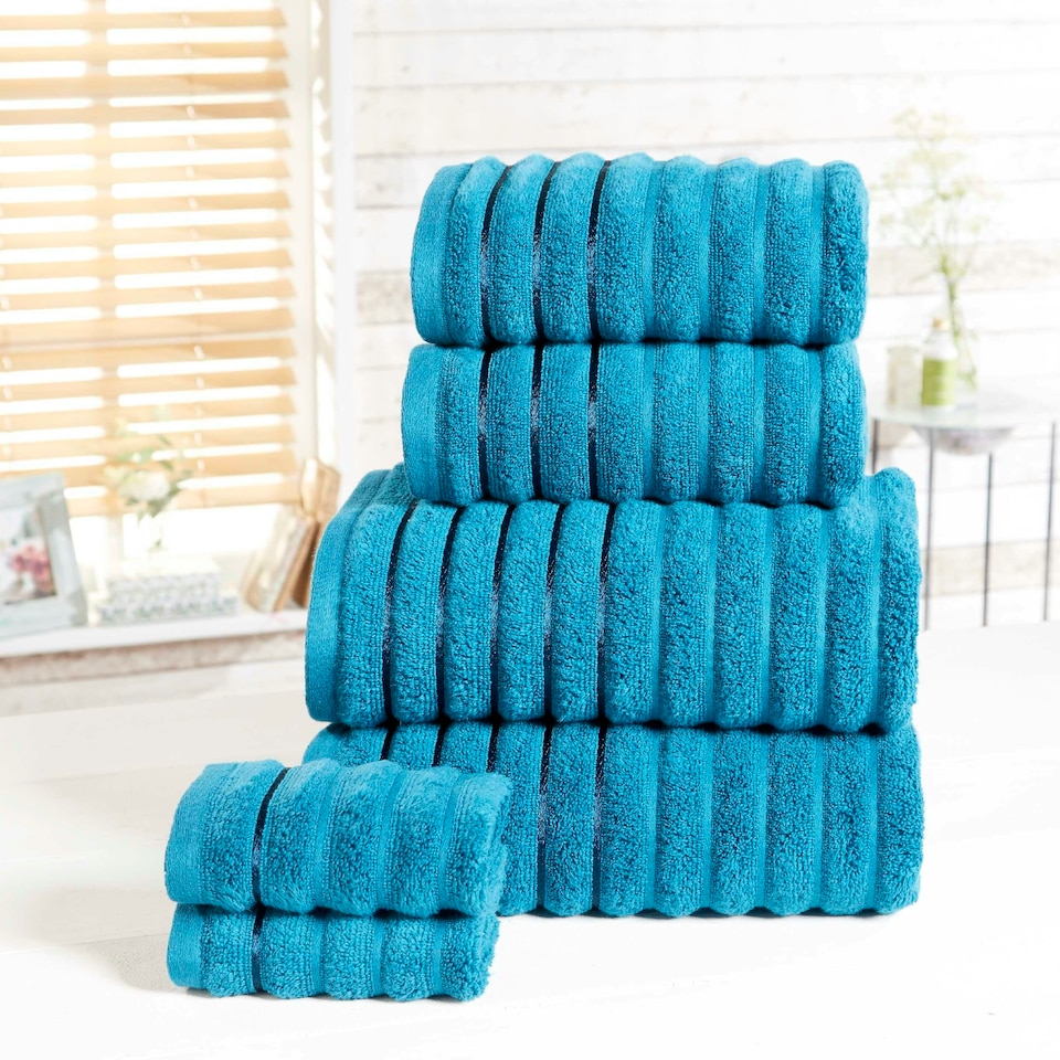 image 1 of Ribbed Pure Cotton Bath Towels Super Soft and Absorbant Blue | Bath towel