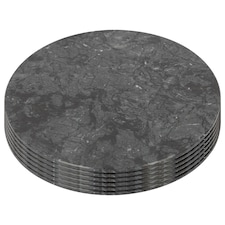 Argon Tableware Round Marble Placemats - 30cm - Black - Pack of 6 | Black | Black