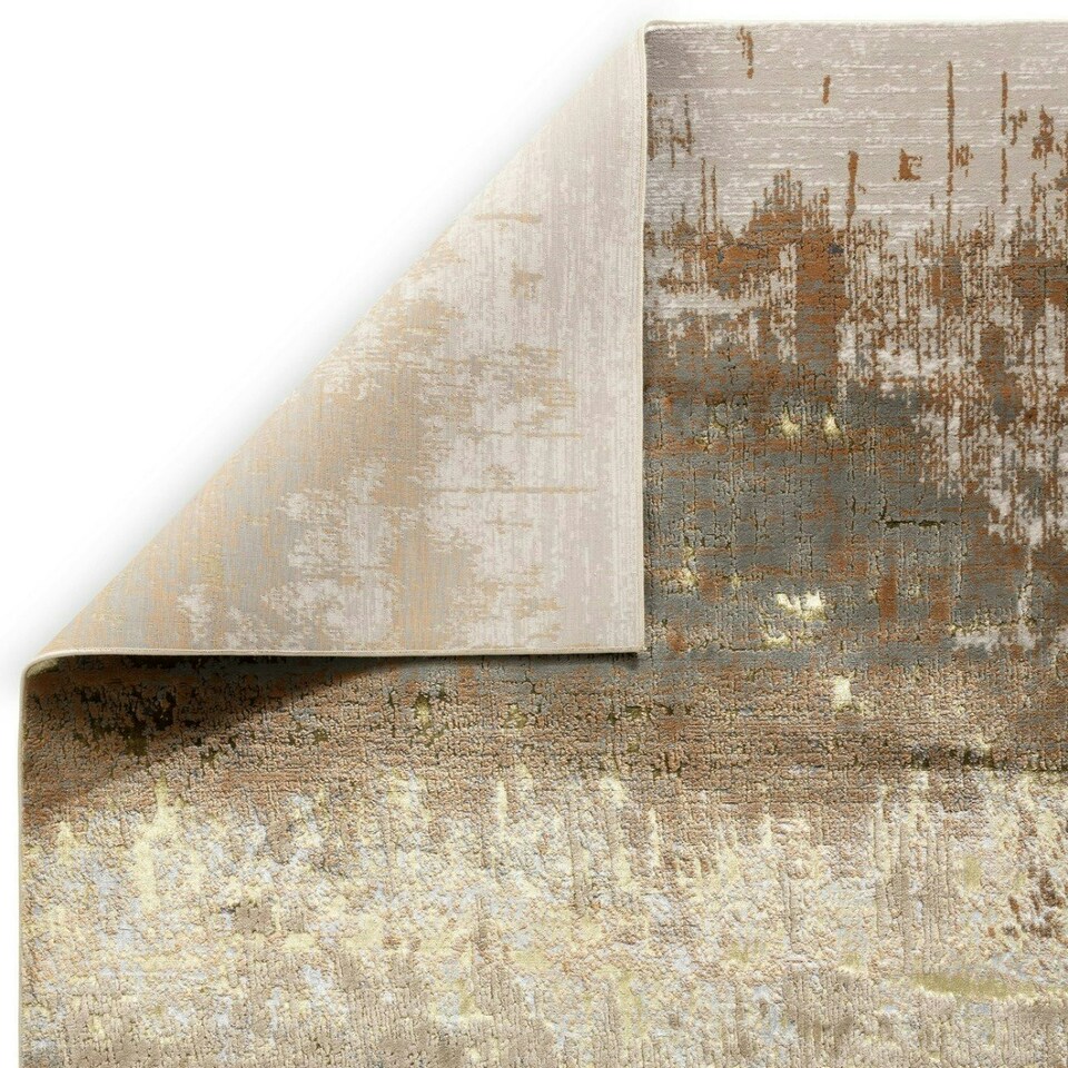 image 1 of Modern Rug, Abstract Optical/(3D) Rug, Anti-Shed Bedroom, & LivingRoom Rug, 7mm Pile DiningRoom Rug-80cm X 150cm Gold | 80cm X 150cm