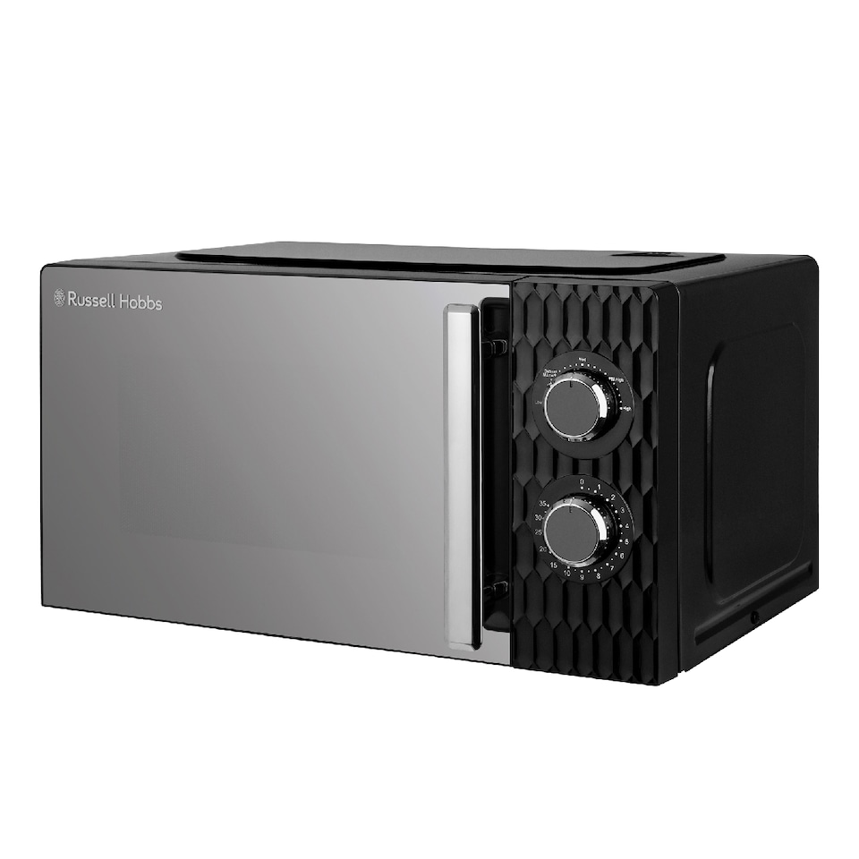 image 1 of Russell Hobbs Honeycomb Bundle Set with Kettle, 2 Slice Toaster, and Microwave Black HCBNDL2B
