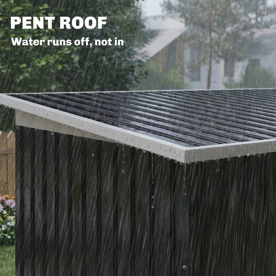 image 1 of Outsunny 9 x 4FT Waterproof Metal Garden Storage Shed w/ 2 Door, Dark Grey