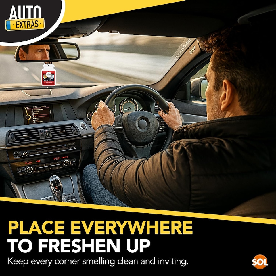 image 1 of 6pk Jar Candle Air Fresheners – New Car & Cotton Fresh Scents, Long-Lasting Odour Eliminators for Vehicles, Hanging Car Fresheners