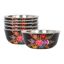 BillyCan Hand-Painted Picnic Snack Bowls - 14.5cm - Carbon Pansy - Pack of 6 Grey