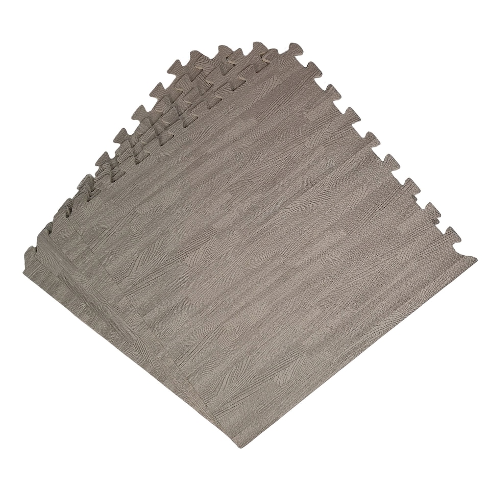 image 1 of Samuel Alexander 16 Piece Grey Wood Effect EVA Foam Floor Protective Tiles / Mats 60x60cm Each Set. Floor Mats Set Covers 5.76 sqm (62 sq ft)