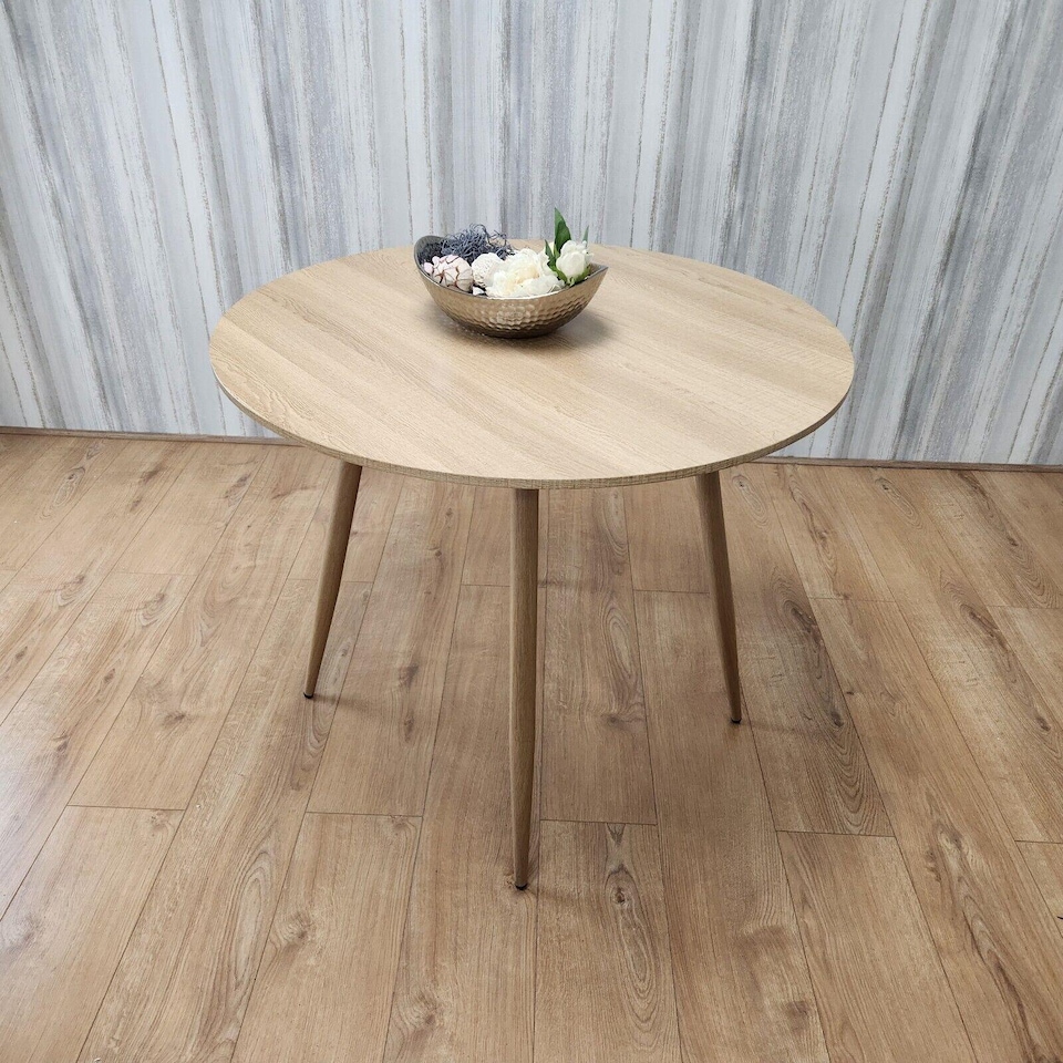 image 1 of Dining Table Beige Wood Kitchen Place for 4 Seats, Dining Table Only (Beige H 75 x L 90 x W 90 cm) | Brown