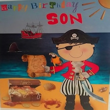 Happy Birthday Son Boy Pirate Treasure Birthday Greeting Card