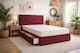 image 1 of Divan Bed Set Headboard and Footboard with Mattress 4ft6 Double Maroon Suede Storage  4 Drawers