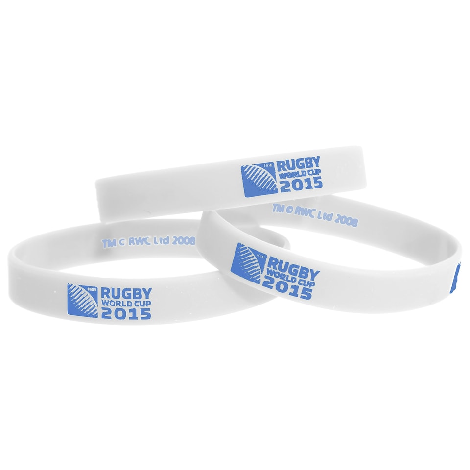 image 1 of Rugby World Cup 2015 Official Rubber Wristbands (Pack Of 3) - White - One Size