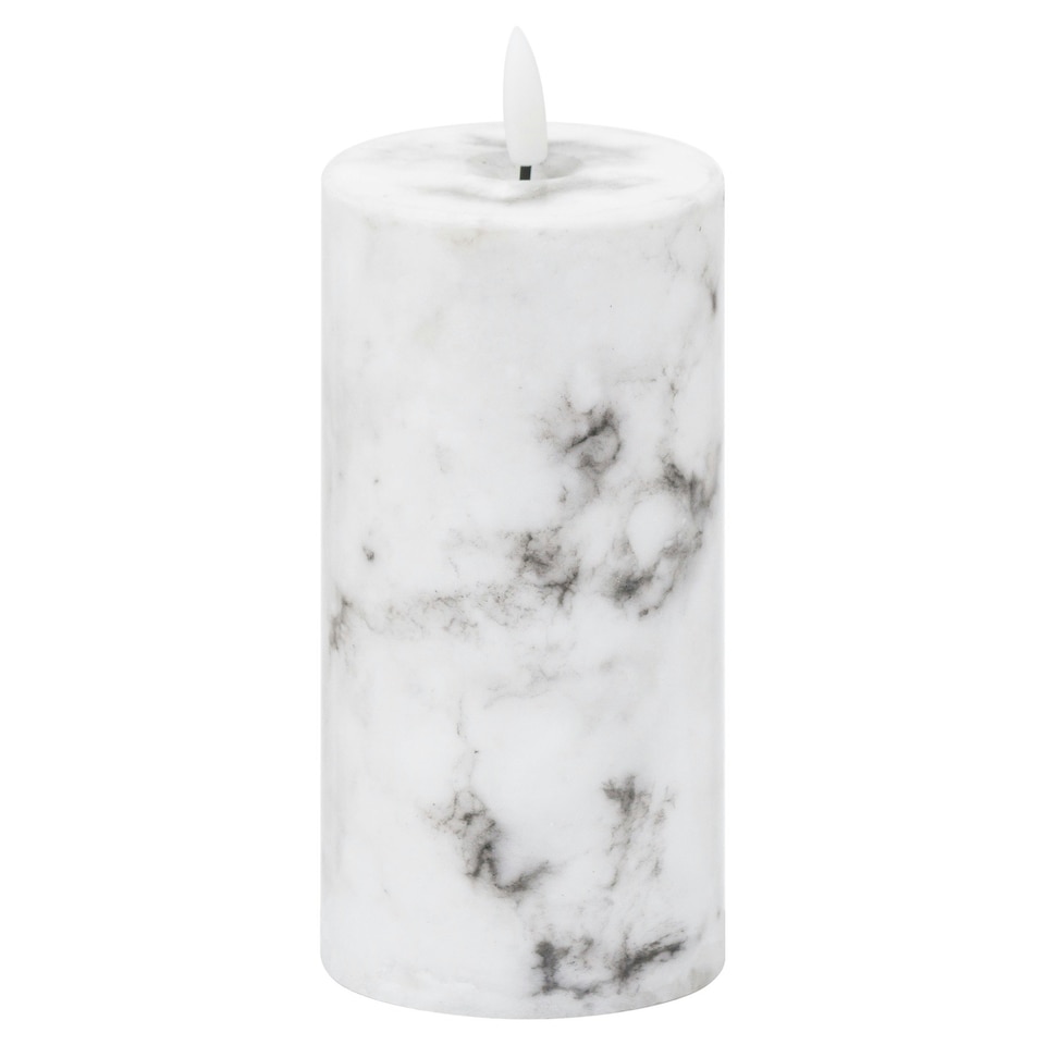image 1 of Hill Interiors Luxe Collection Marble Natural Glow Electric Candle - White/Black - 15cm x 7cm x 7cm