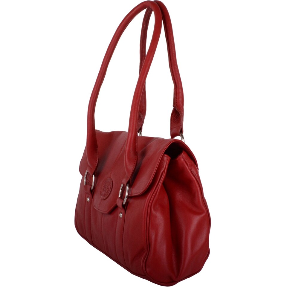 image 1 of London Leathergoods Womens Soft Premium Geunine Leather Large Shoulder / Hand Bag | Red | Red