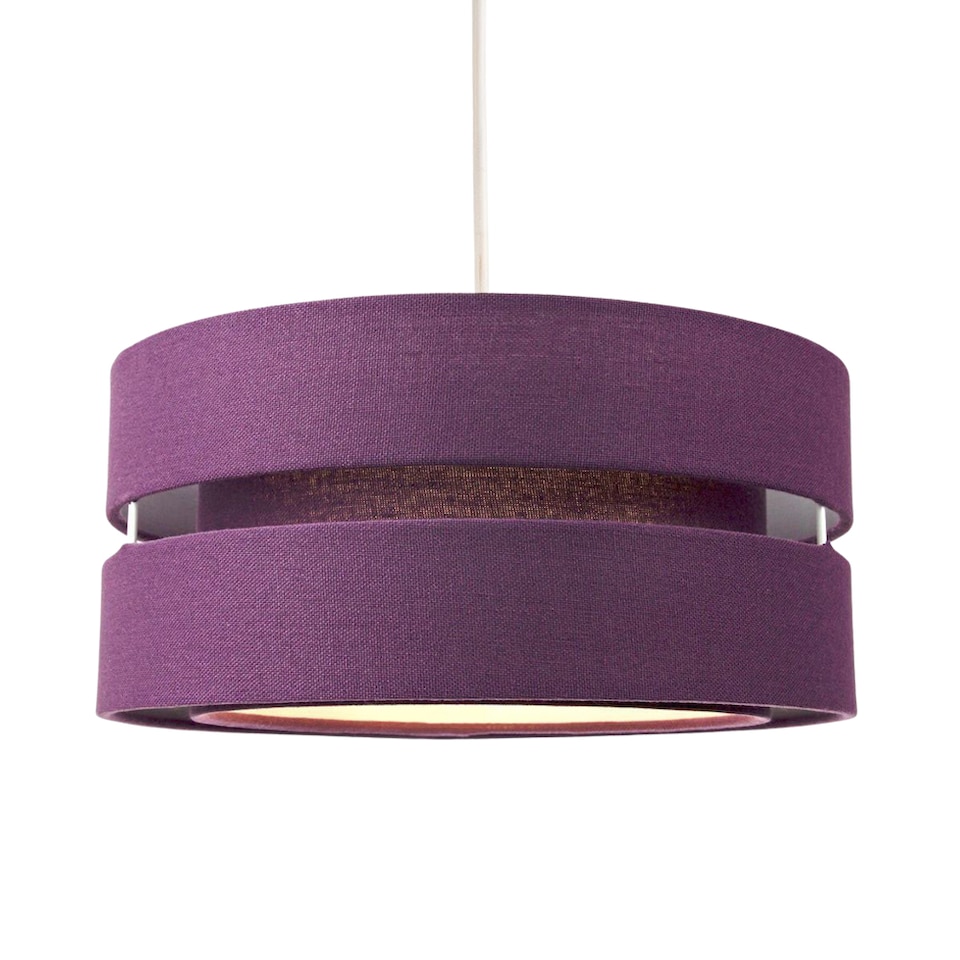 image 1 of Contemporary Quality Purple Linen Fabric Triple Tier Ceiling Pendant Light Shade | Purple