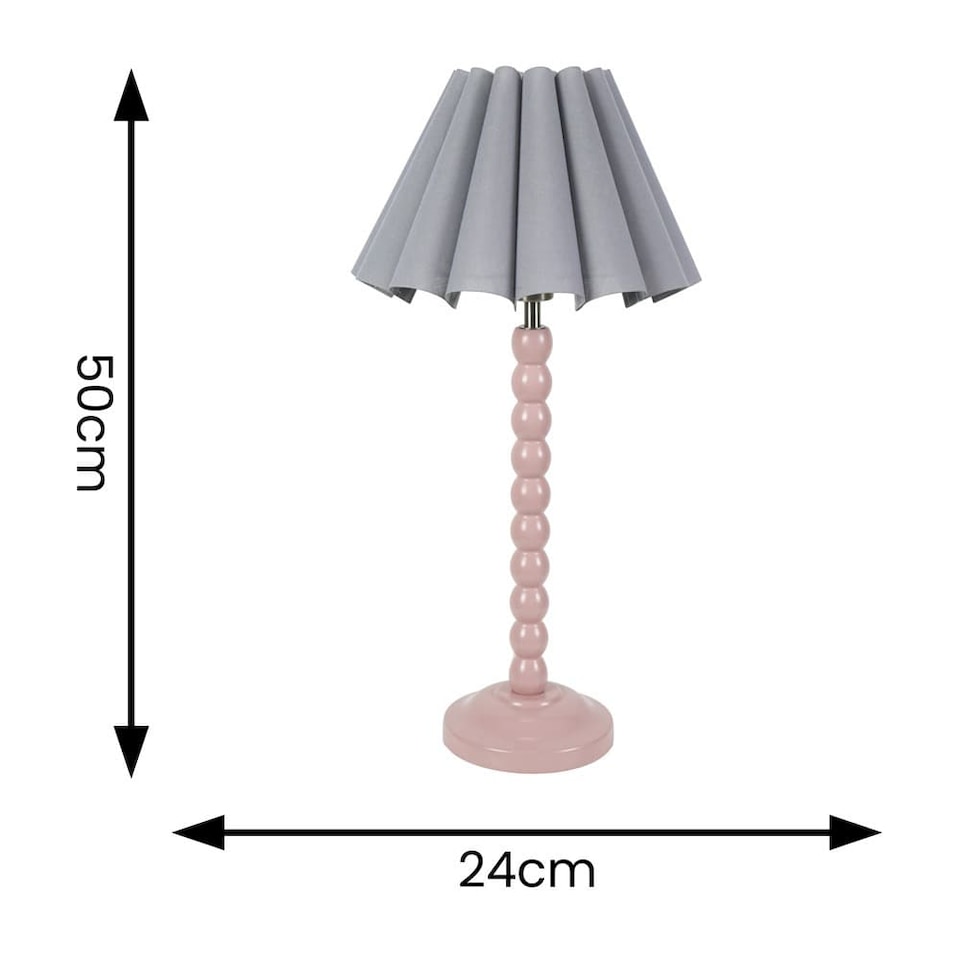 image 1 of ValueLights Bobbins Rose Table Lamp Grey Scallop Taper Shade