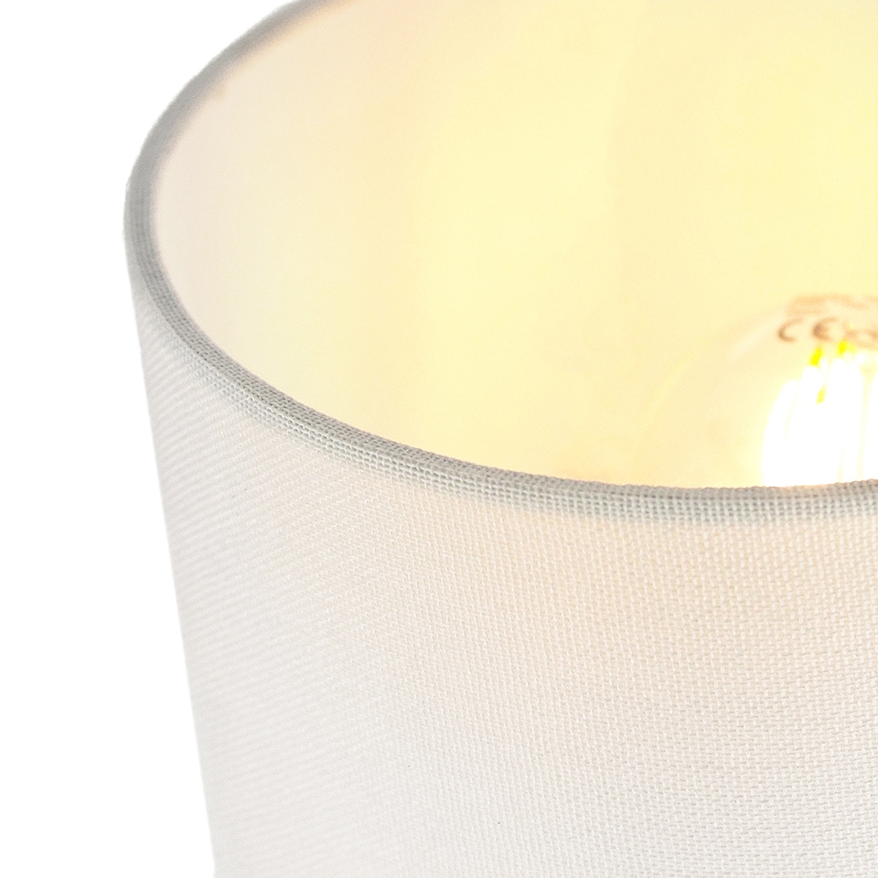 image 1 of Contemporary and Elegant Ivory White Linen Fabric 18cm High Cylinder Lamp Shade | White