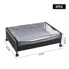 Living and Home 2Pcs Under Bed Steel Storage Organizer Basket with Wheels | Black