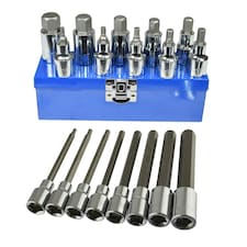 Shallow And Deep 1/2" Allen Hex Key Sockets Metric Sizes 4mm - 19mm 18pc