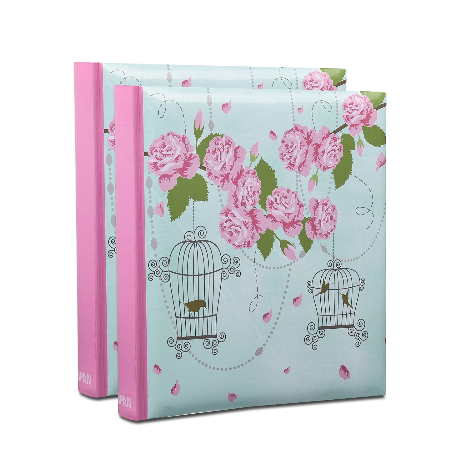 ARPAN 5 x 7 Inch Photo Album for 200 Photos, Memo Slip-In Album with Writing Space, Vintage Rose & Bird Cage Design, Index Page & CD/DVD Pocket
