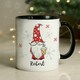 image 3 of Personalised Gonk Family Black Handled Christmas Mug - Male White