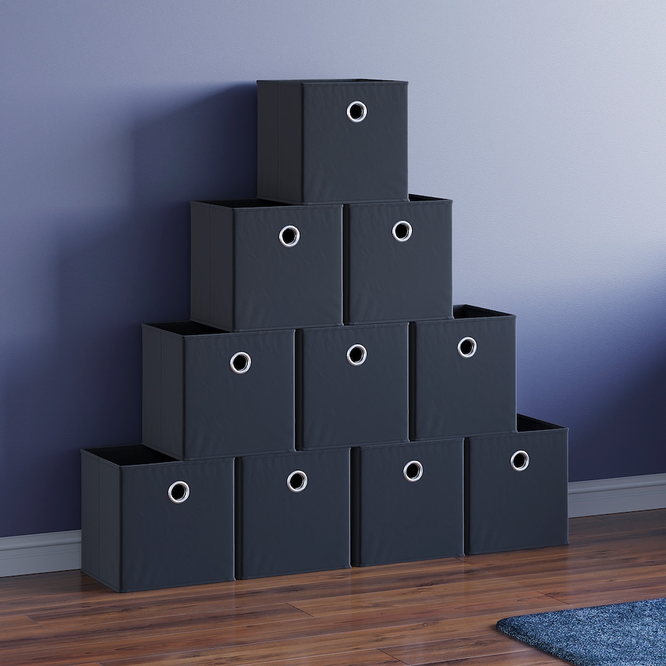 image 1 of Vida Designs Durham Cube Storage Basket, Black - (Set of 10) | Black | Black