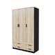 image 1 of 3 Door 4 Drawer Wardrobe With Hanging Rail And Storage Shelf | Black | Black Carcass & Oak Door | 1