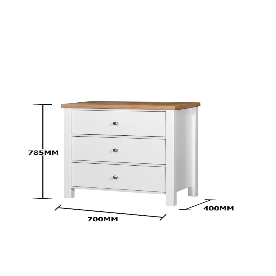 image 1 of 3 Drawer Bedroom Chest of Drawers