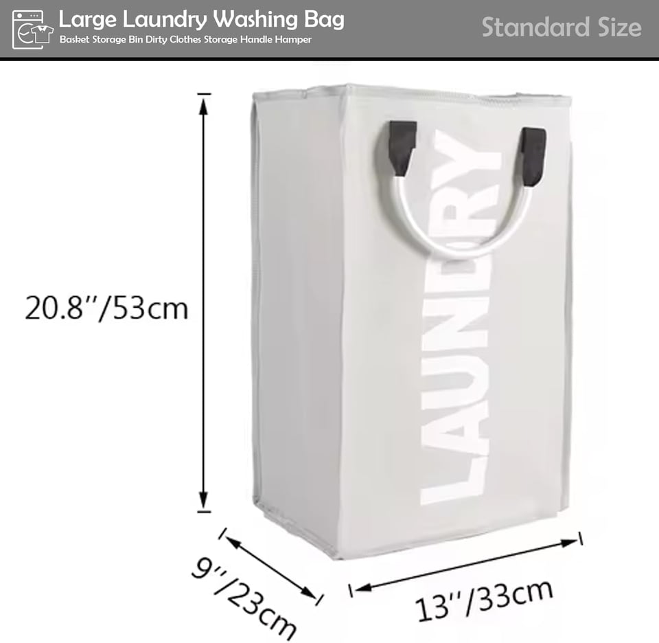 image 1 of Single Collapsible Laundry Basket Bag Clothes Hamper with Handles Foldable Washing Basket for Laundry Sorting Storage