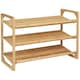 image 1 of HOMCOM Bamboo Shoe Rack, 3-tier Shoe Storage Shelf for 9 Pair Shoes for Entryway