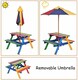 image 4 of COSTWAY 3 in 1 Wooden Kids Picnic Table Bench Outdoor W/ Umbrella