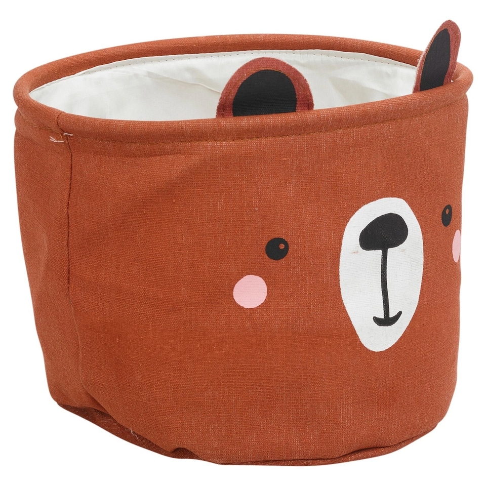 image 1 of 2 Pc Kids Animal Character Storage Baskets Toys Space Saving Organiser Hampers | Brown | Brown Bear