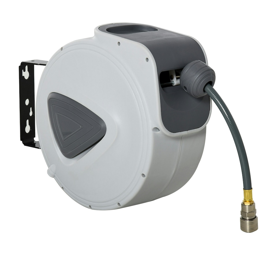 image 1 of DURHAND Retractable Air Hose Reel Auto Self-Winding Wall Mounted 1/4" 15m+140cm