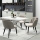image 7 of Set of 2 Milano Velvet Dining Chairs with Stylish Ribbed Back Design, Black Metal Legs with Silver Tips Grey | Silver End Tips