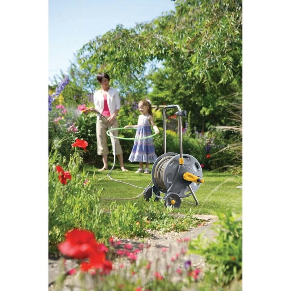 image 1 of Hozelock Assembled Hose Cart - Grey - 50m