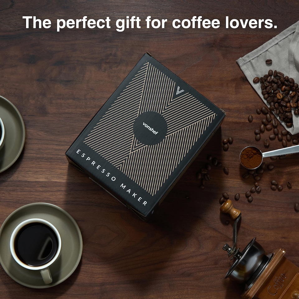 image 1 of VonShef Stovetop Coffee Maker, 9 Cup Moka Pot with Replacement Gasket