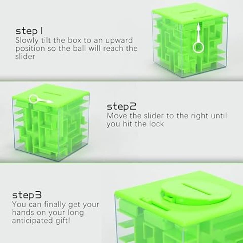 image 1 of London Boutique Money Maze Puzzle Box, 3D Maze Cash Gift Holder, 3 Pack, 7.6x7.6cm