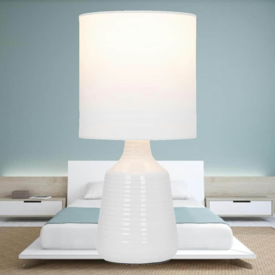 image 1 of First Choice Lighting Set of 2 Ripple 29cm White Lamps White | White