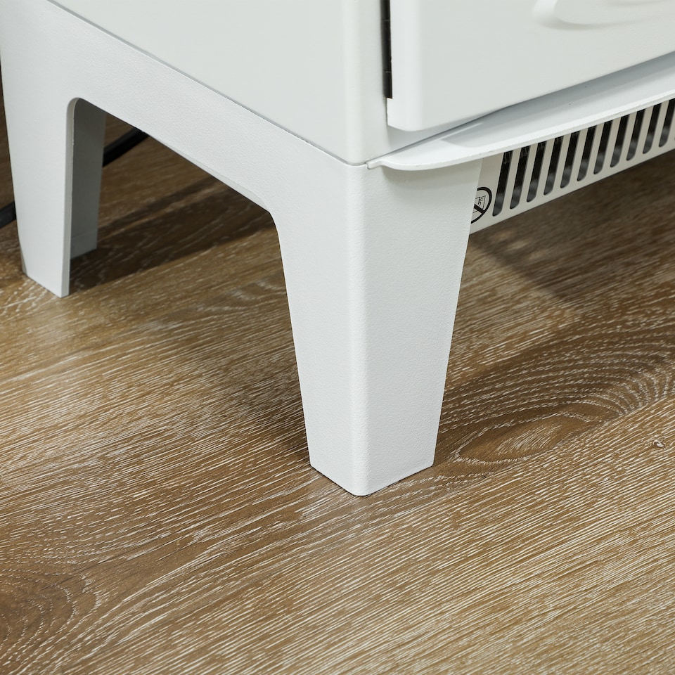 image 1 of HOMCOM Tempered Glass Casing Electric Fireplace, Freestanding Electric Fire with Realistic Flame Effect, Log Burner with Overheat Protection, 950w 1850W, White