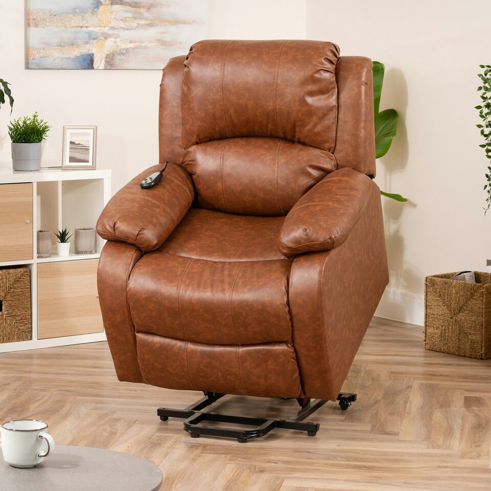 image 1 of Northfield Dual Motor Massage Heat Riser Recliner Chair - Tan