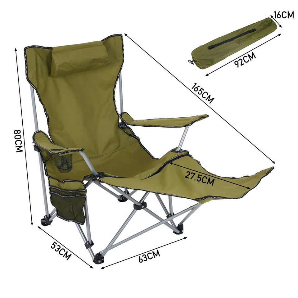 image 1 of Living and Home Foldable Camping Chair - Olive Green 165cm Green | Standard