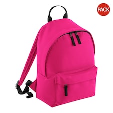 Bagbase Junior Fashion Backpack / Rucksack (14 Litres) (Pack of 2) - Fuchsia/Graphite - One Size