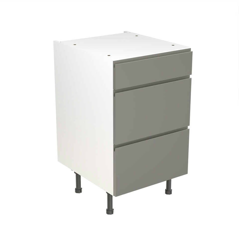 image 1 of 3 Drawer Base Unit 500mm w/ J-Pull Cabinet Door - Ultra Matt Dust Grey Grey | Ultra Matt Dust Grey
