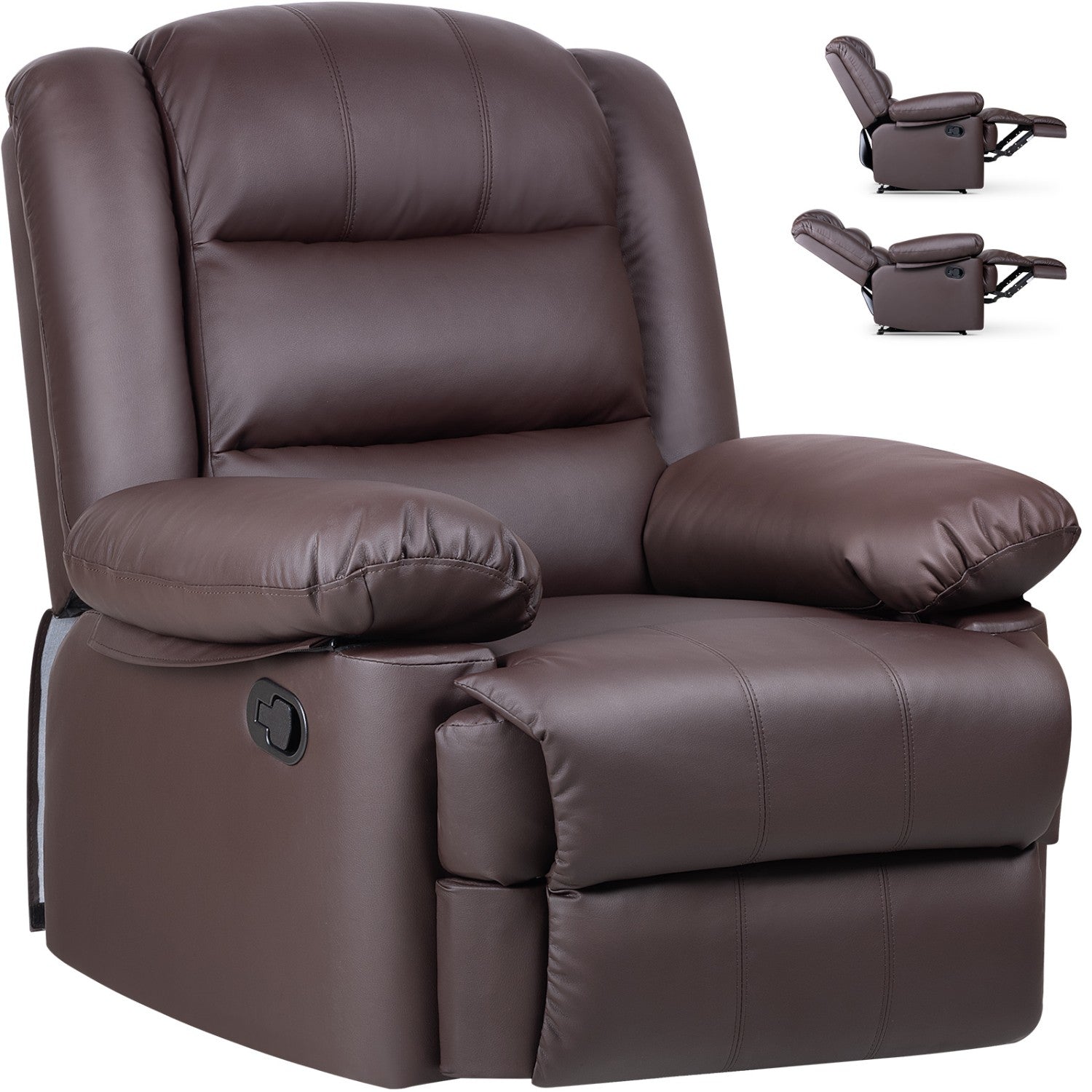 Rattantree PU Leather Recliner Chair Manual Reclining Armchair